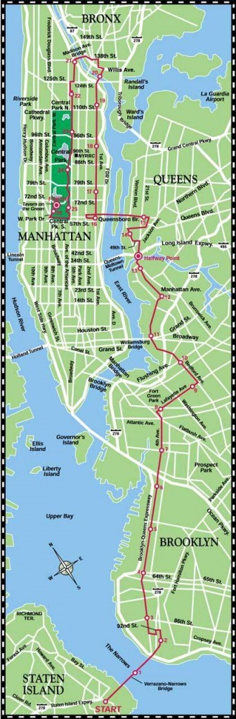 Der Streckenplan des NYC Marathons
